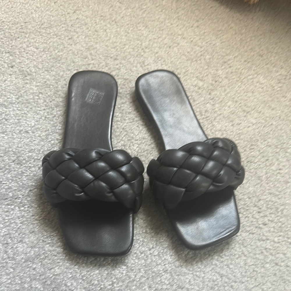 Elegant Black Braided Women's Slides